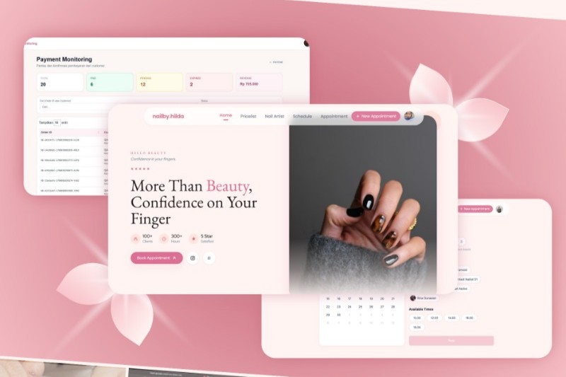 Polished nail salon booking interface